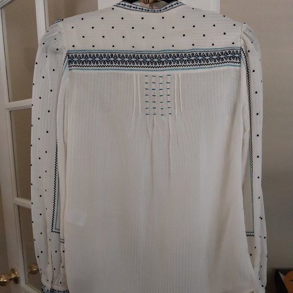 Veronica Beard Carta Embroidered Silk & Cotton Blouse - Picture 4 of 5